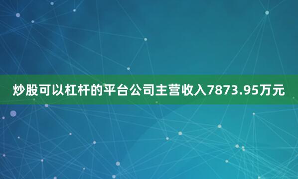 炒股可以杠杆的平台公司主营收入7873.95万元